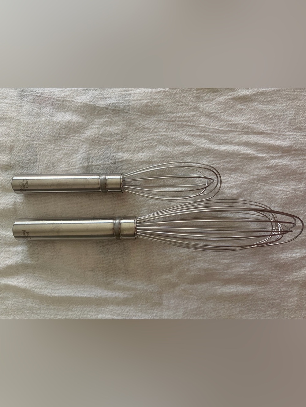 Pampered Chef stainless steel set of 2 whisks-10”whisk & 7.5”mini whisk